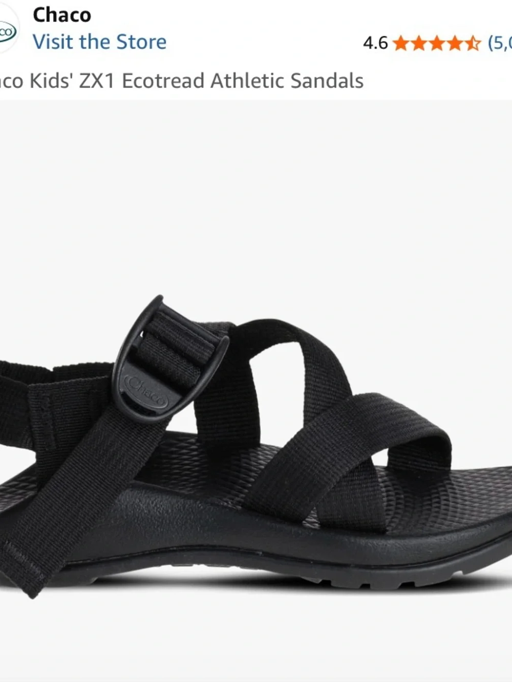 Chaco Black Kids' ZX1 Ecotread Sandal